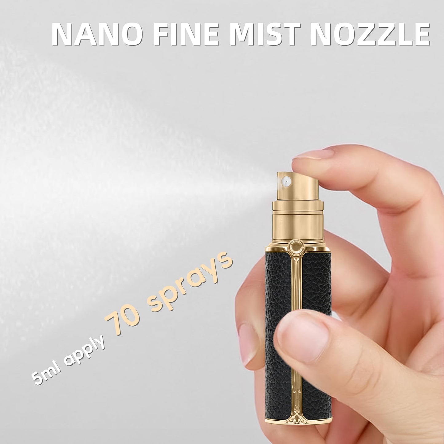 muilsae BF01WHG Leather Perfume Bottle 10ml – Bottom-Fill Refillable Dispenser, Leak-Proof & Portable for Men & Women, Ideal for Travel, Gifting & Daily Use (WHG)