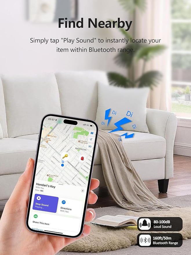 Tracker Tags, Item Finder Work with Apple Find My (iOS Only), Tracking Device Locator Smart Tag for Luggage, Keys, Wallet, Bike, Bags (Pink, 1 Pack)