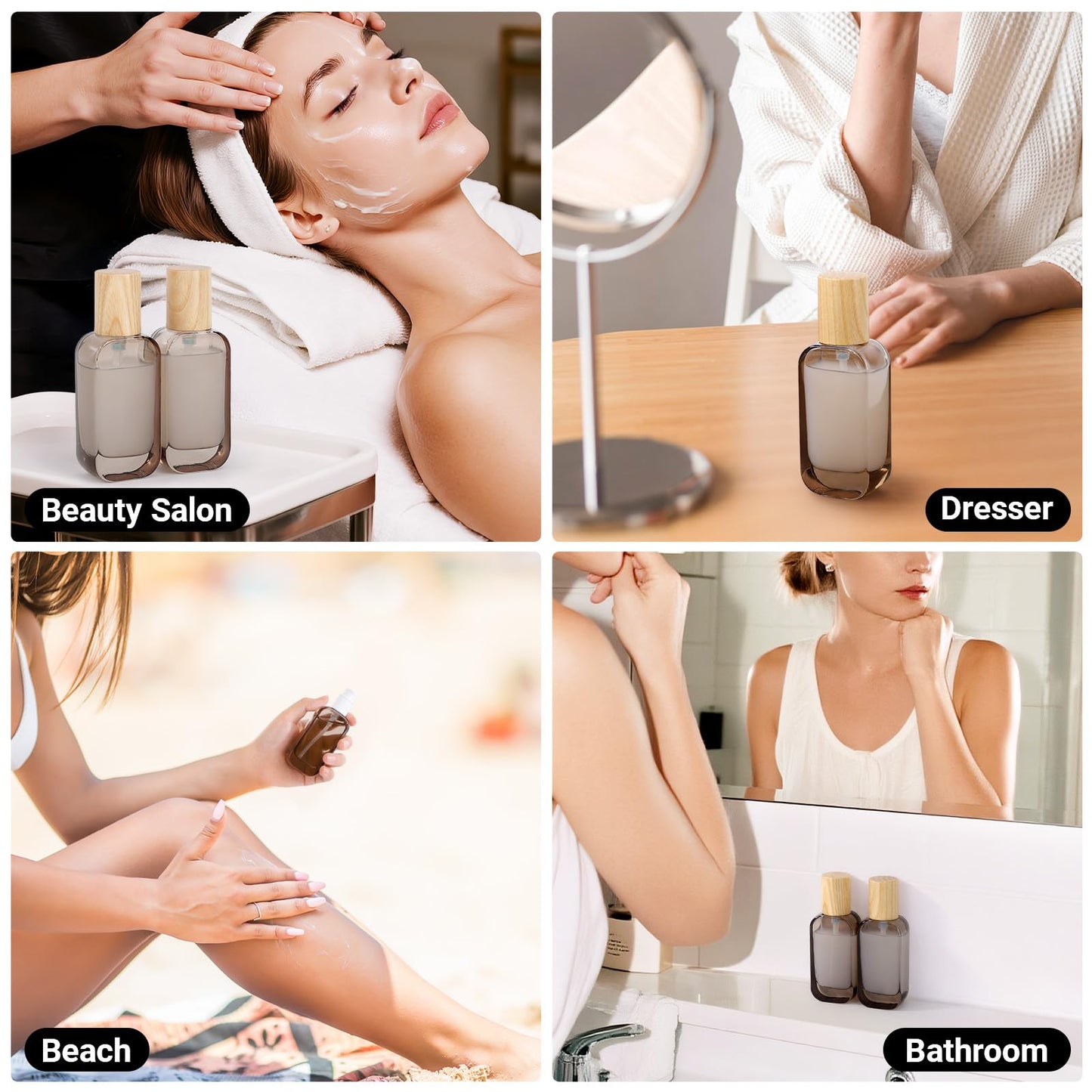Segbeauty 1.7oz Empty Glass Travel Size Containers, 2pcs Glass Lotion Travel Pump Bottle Refillable, 50ml Black Lotion Pump Dispenser Leakproof, Thick Mini Sample Bottles for Cream Essential Oils