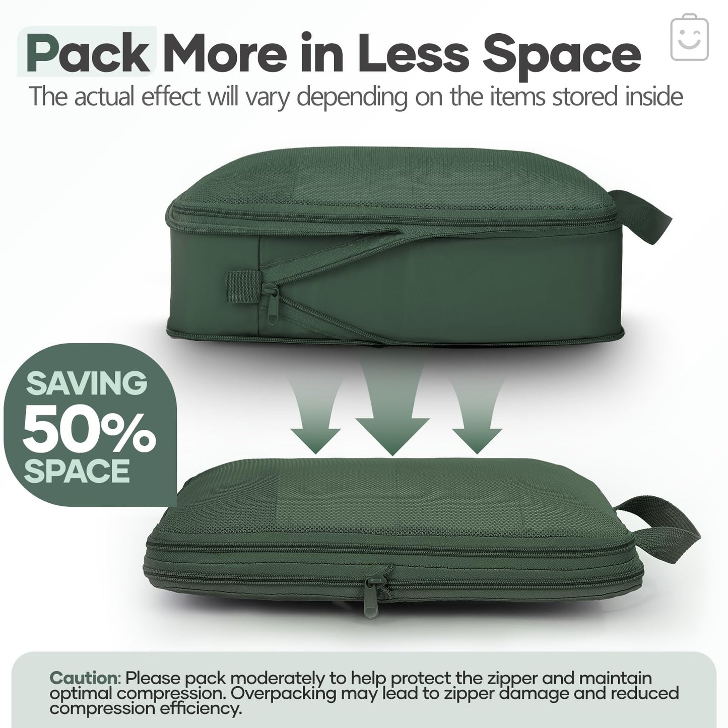 Veken 11-Pack Compression Packing Cubes for Travel Essentials,Compressible Expandable Large Luggage Suitcase Organizer Bags for Clothing,Durable Space Saver Bags with Toiletry Bags(Dark Green)