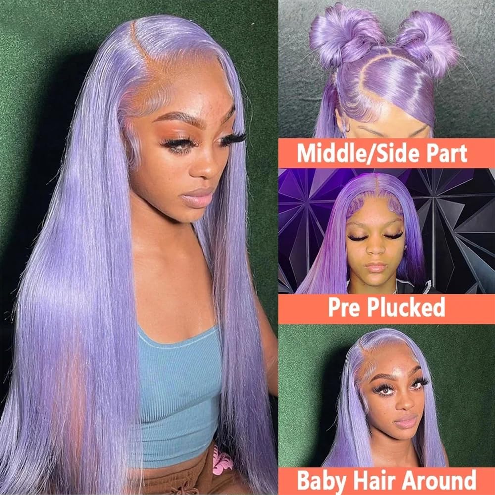 ORIGEN Purple Lace Front Human Hair Wigs for Black Women 28 Inch