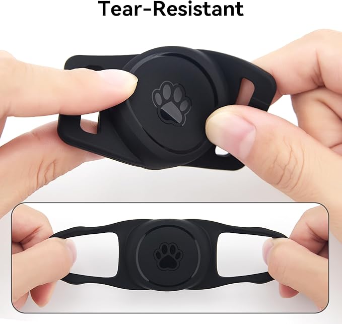 for Airtag Dog Collar Holder 2 Pack,Waterproof Dog Collar Holder for Apple AirTag, Silicone Air Tags Case for Dog Collars(Black)