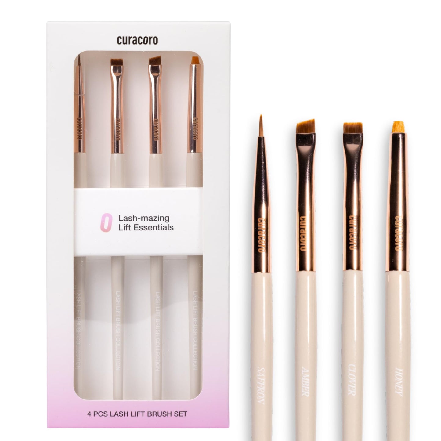 Curacoro Lash Lift Brush Set, 4-Piece Lash Brushes with Soft Bristles