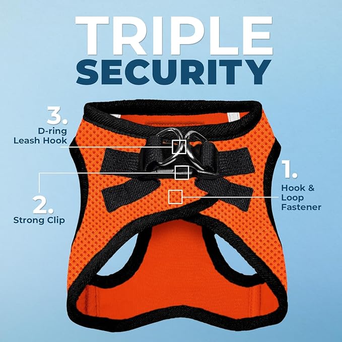 Voyager Step-in Air All Weather Mesh Harness and Reflective Dog 5 ft Leash Combo with Neoprene Handle, for Small, Medium and Large Breed Puppies by Best Pet Supplies - Orange/Black Trim, X-Small