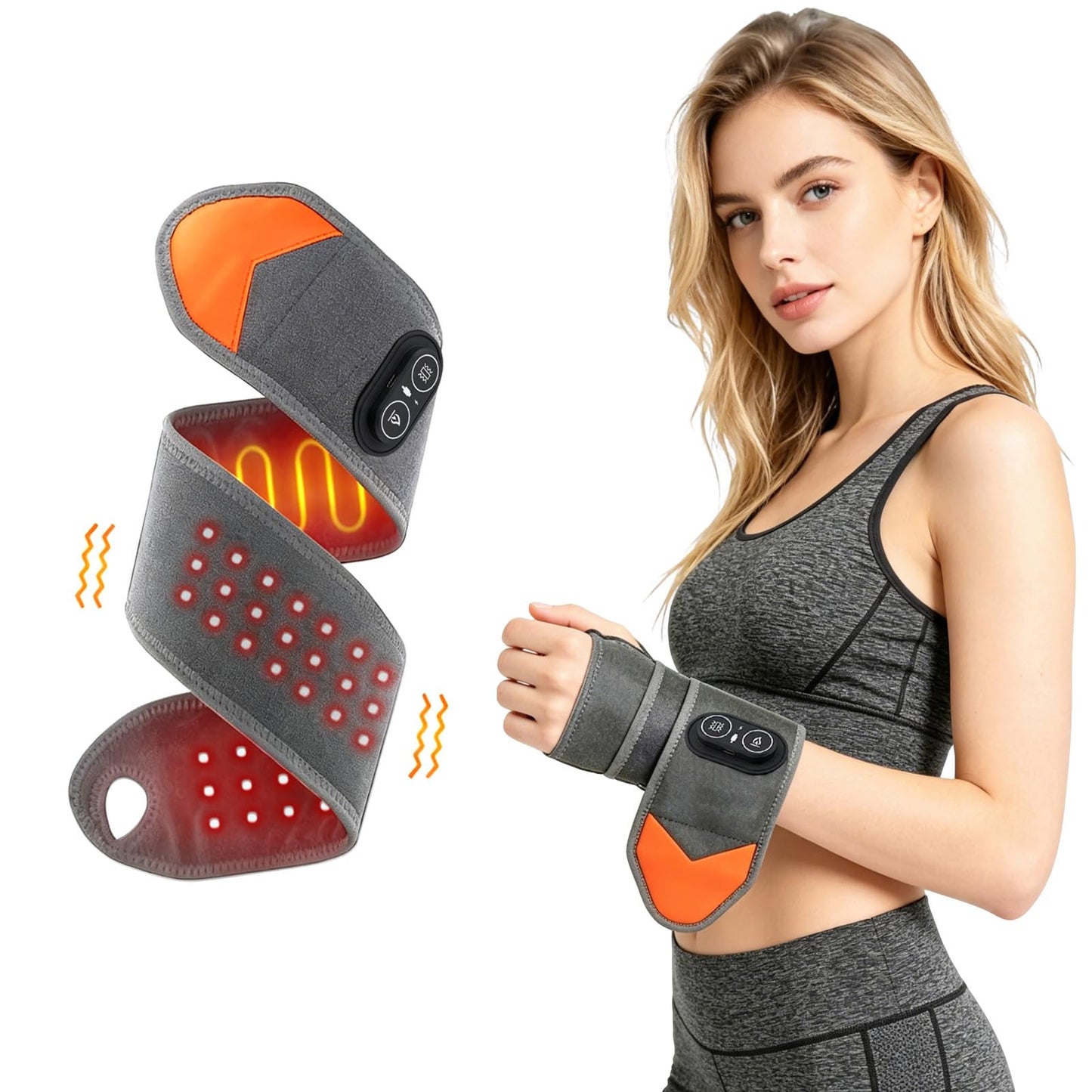 Red Light Therapy for Wrist,Portable 660nm/850nm 36 Red Light Beads Red Light Therapy for Hands with Three-Level Light Adjustment Function and Vibration Massage Effect,Therawrap for Carpal Tunnel
