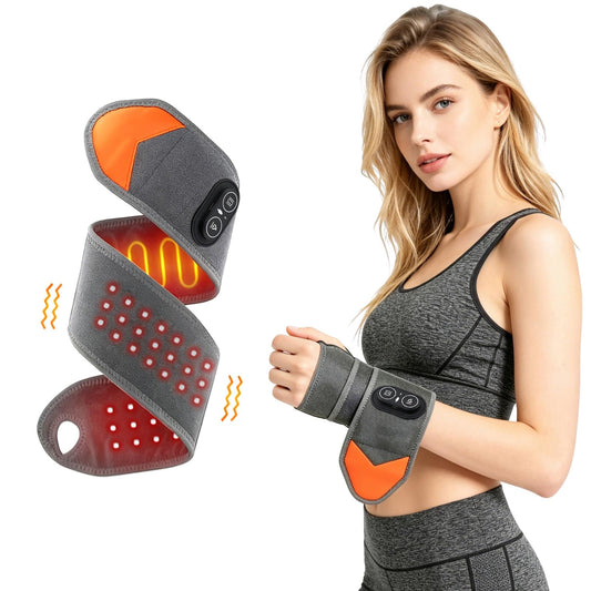 Red Light Therapy for Wrist,Portable 660nm/850nm 36 Red Light Beads Red Light Therapy for Hands with Three-Level Light Adjustment Function and Vibration Massage Effect,Therawrap for Carpal Tunnel