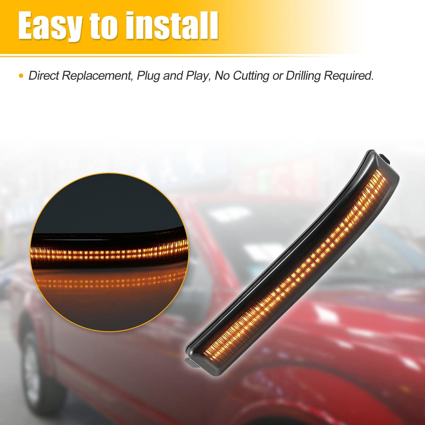 X AUTOHAUX LED Turn Signal Light Assembly for Ford F-150 2009-2014 9L3Z-17E749-AA Rear View Mirror Side Marker Lights Reflector Indicator LED Turn Signal Lamp Assembly Amber Light 2pcs