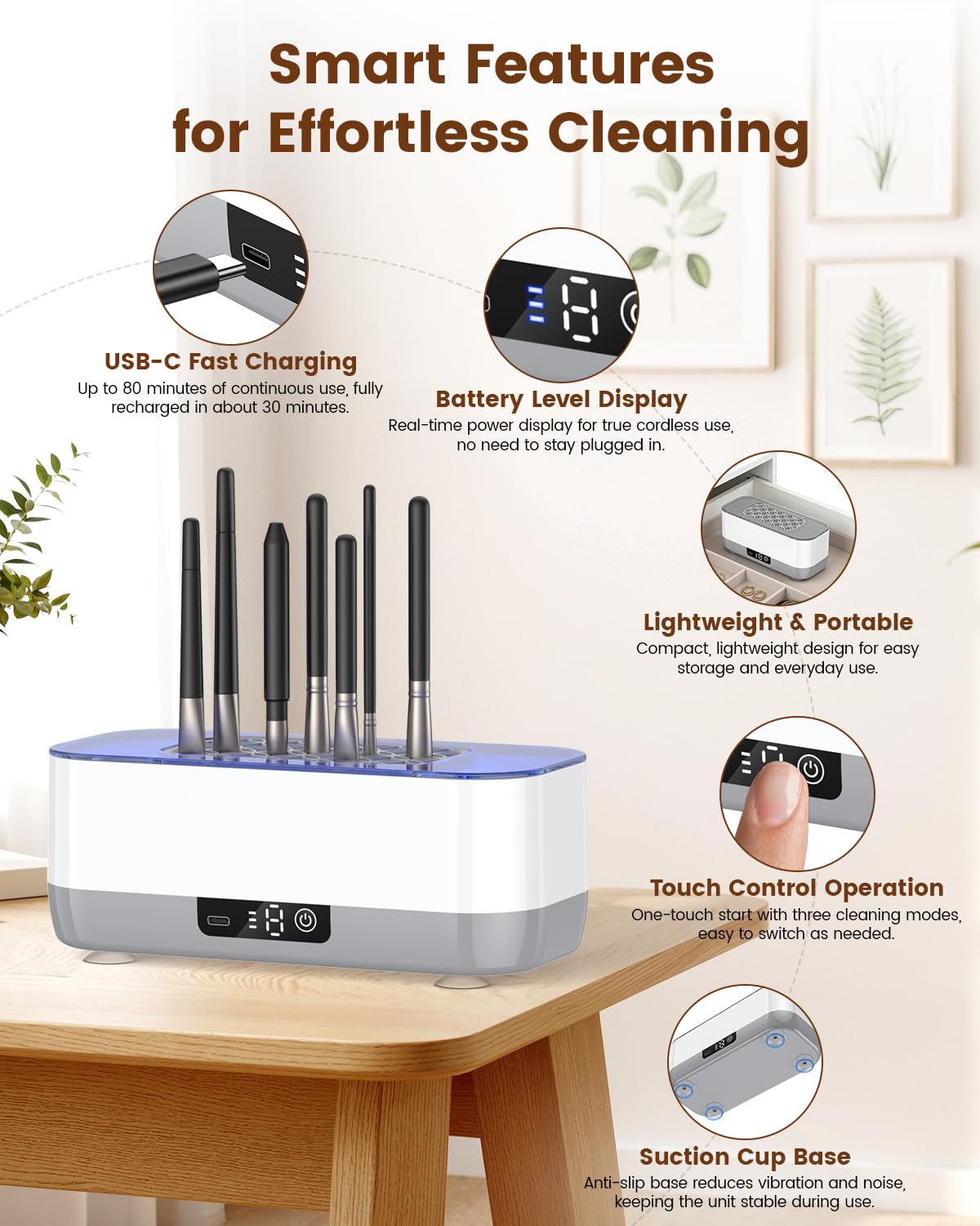 Ultrasonic Electric Makeup Brush Cleaner Machine Rechargeable USB,Deep Cleaning Make up Brush Cleaner Electronic,Portable Automatic Cosmetic Brushes Washer