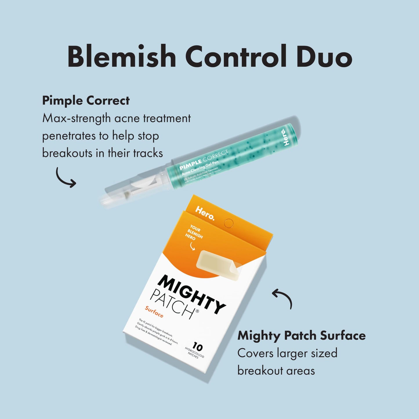 Hero Cosmetics Mighty Patch Surface Large Acne Pimple Patches, 10 Ct