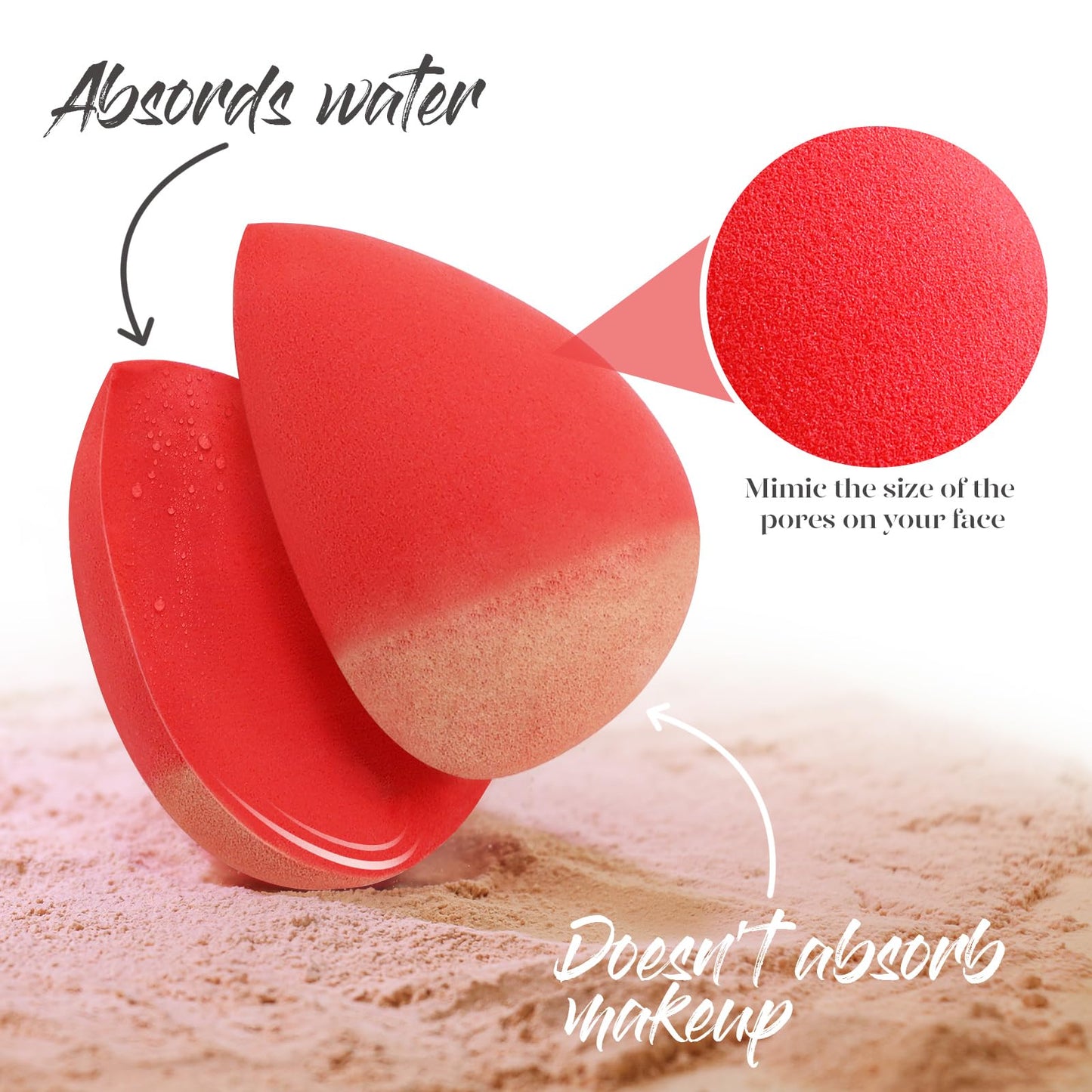 BEAKEY Makeup Sponge Set 5 Pack & Flat Duo Patented Makeup Sponge Set of 2
