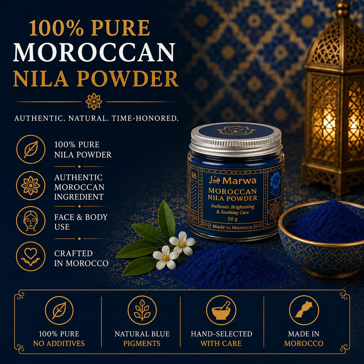 Moroccan Nila Powder 1.7 oz – Loose Blue Hammam DIY Face & Body Masks