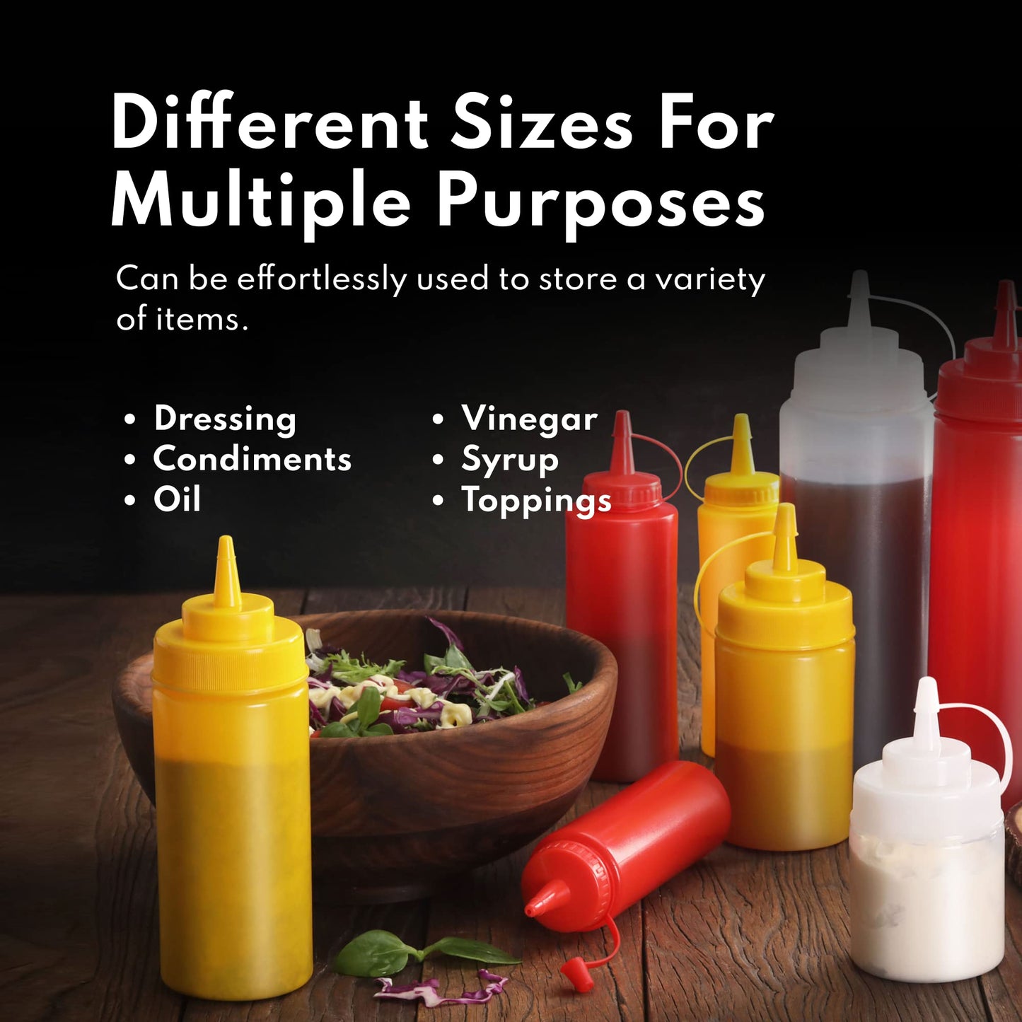 New Star Foodservice 26528 Plastic Squeeze Bottles with Cap and Scale, Wide Mouth, 16 oz, Yellow, Pack of 6