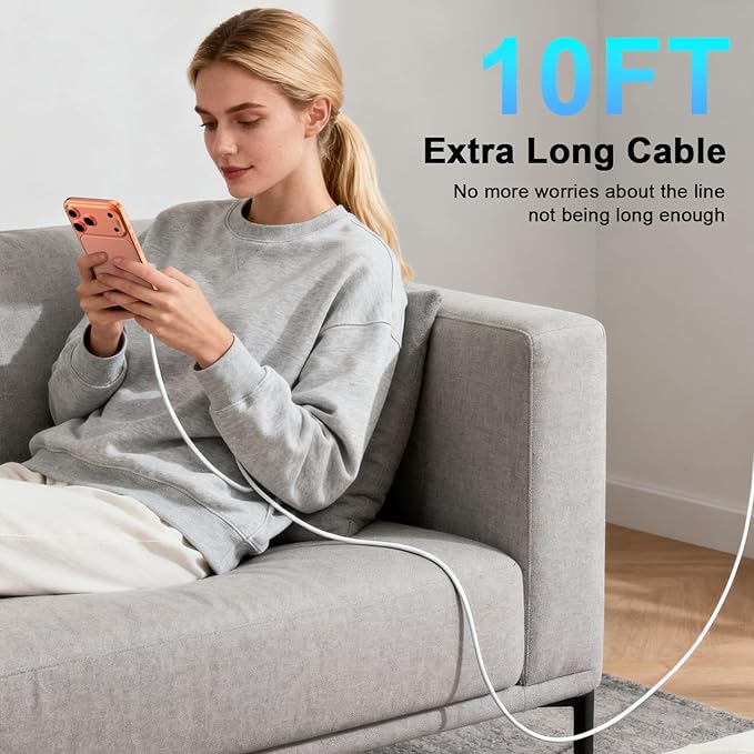 iPhone 17 16 Pro Max Charger Fast Charging, 40W USB C iPhone 16 17 Fast Charger Block with 10 FT Long Type C to C Charging Cable Cord for iPhone 17/17 Pro Max/17 Pro/Air/16/16 Pro Max/15/15 Pro Max