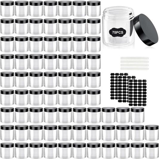 75 Pack 4 oz Plastic Jars with Lids, ZORXIN Leak Proof Travel Containers for Cosmetics, Lotion, Cream, Slime | BPA Free, Reusable & Portable (4 Ounce, 75 Count)