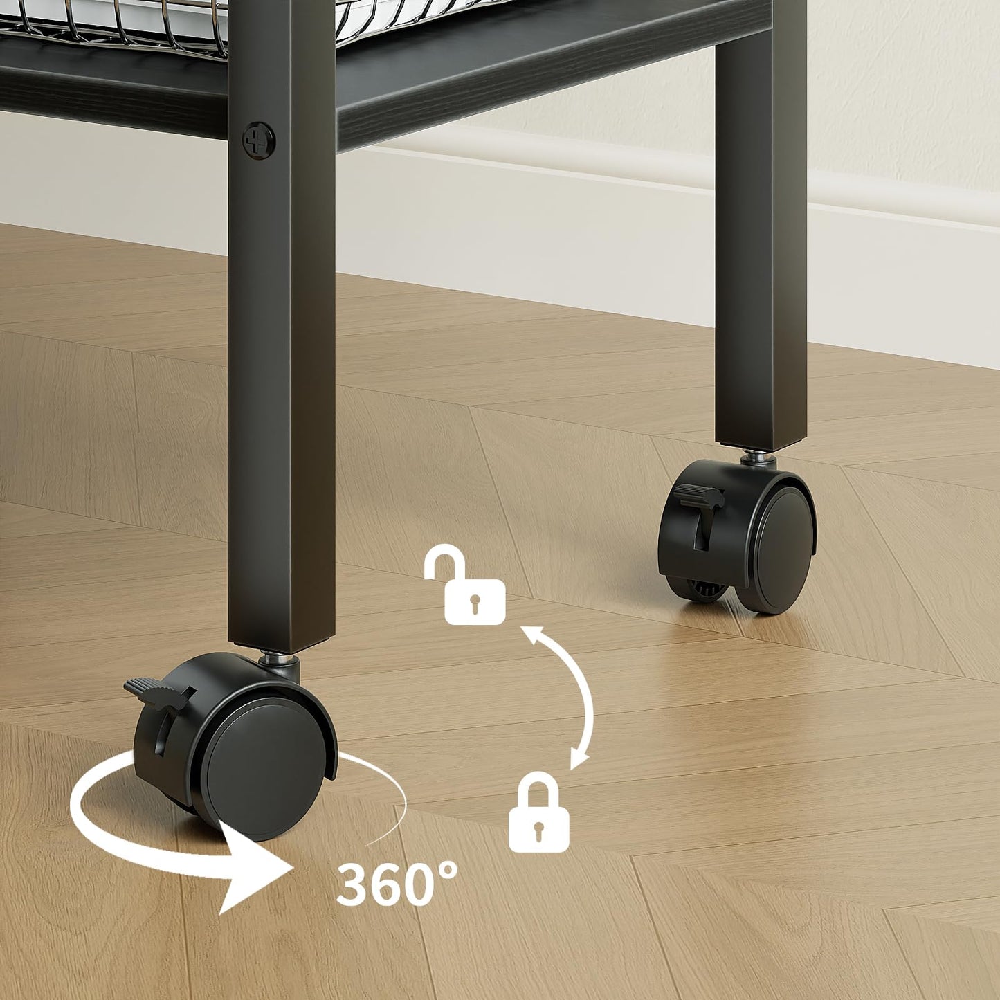 YQ JENMW 2 Tier Printer Stand with Storage, Under Desk Printer Table, Space-Saving Printer Table with Locking Wheels, Rolling Printer Cart for Home Office, Black