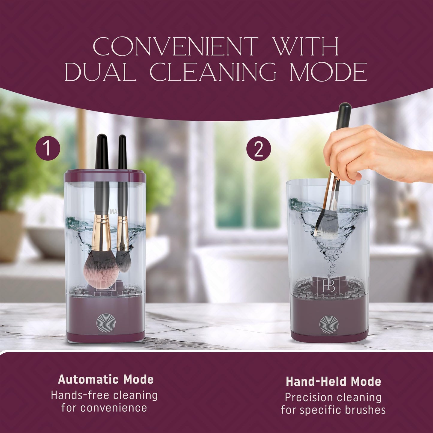 BOLD’N’TRUE BEAUTY Electric Makeup Brush Cleaner Set – Automatic USB-C Deep Cleaning Machine with Rubber Pad, Plug & Gift Bag | Portable Makeup Brush Washer, Perfect Beauty Gift for Her