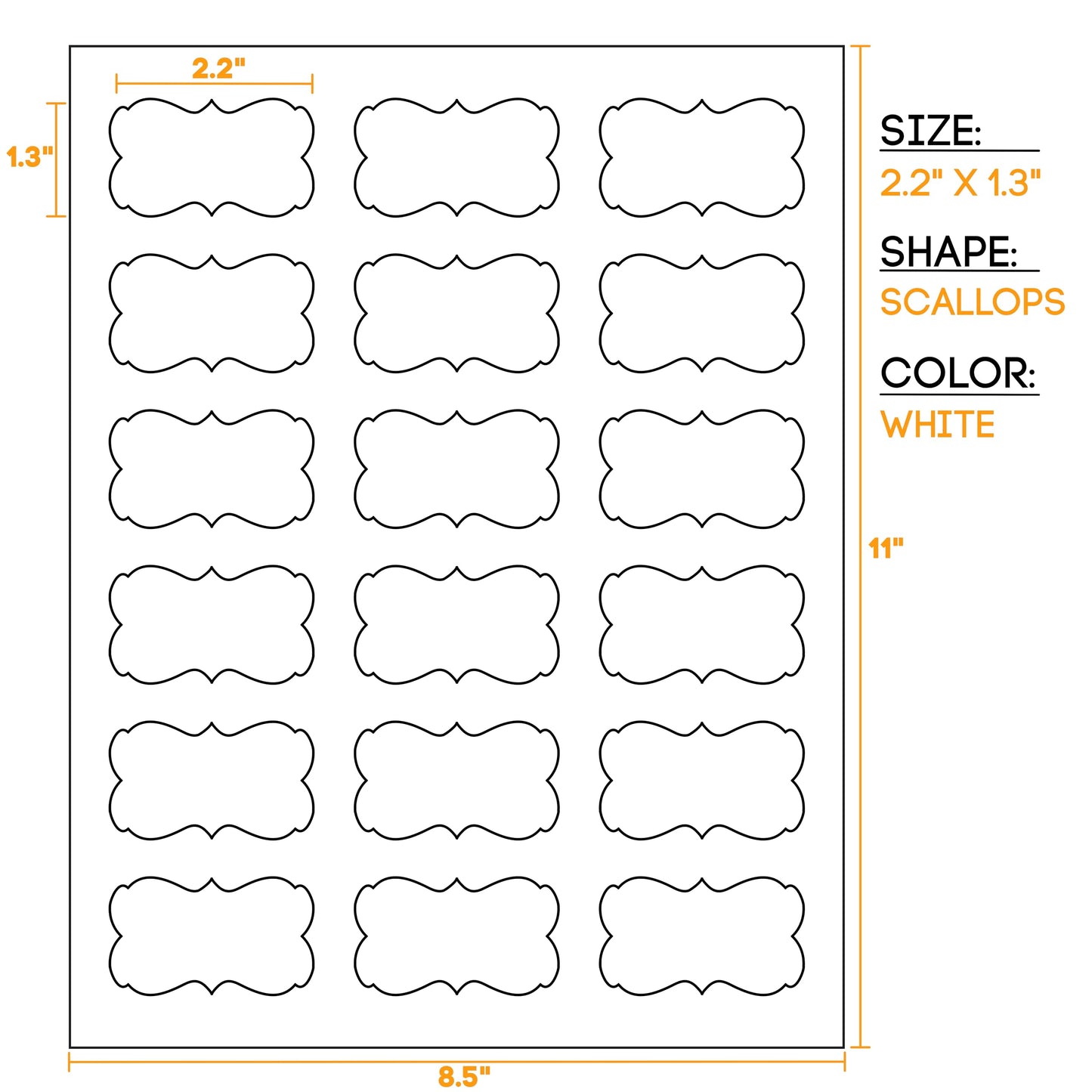 Crinklee Waterproof Essential Oil Labels, 90 Scallops, 2.2x1.3 Inches, Oil Proof, Highly Durable, Strong Glue, for 10ml and Larger Bottles and Rollers