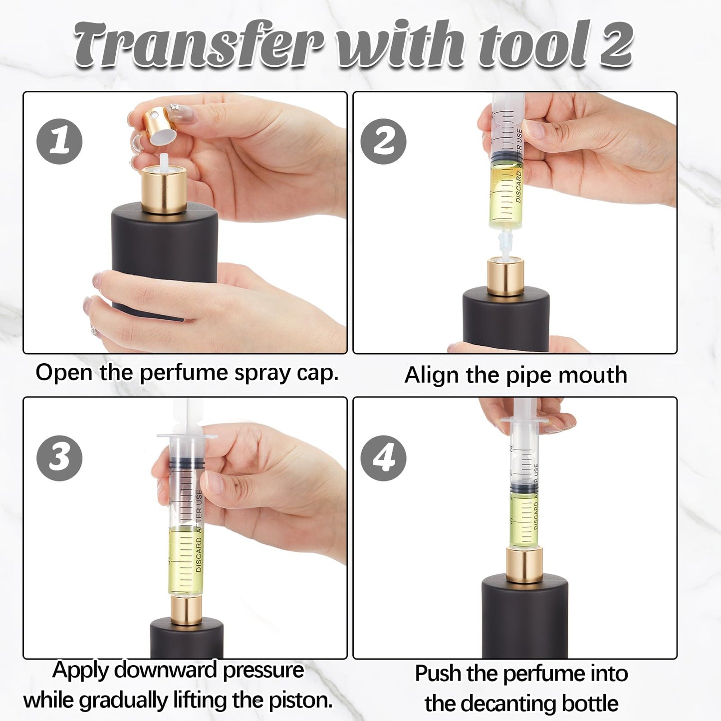 Teenyyou 6 Pack 50 ml Glass Perfume Bottles and Refill Tools Set, Travel Perfume Atomizer Spray Bottles, Portable Empty Refillable Atomizer Decanters with Dispenser Transfer Kit (Black)