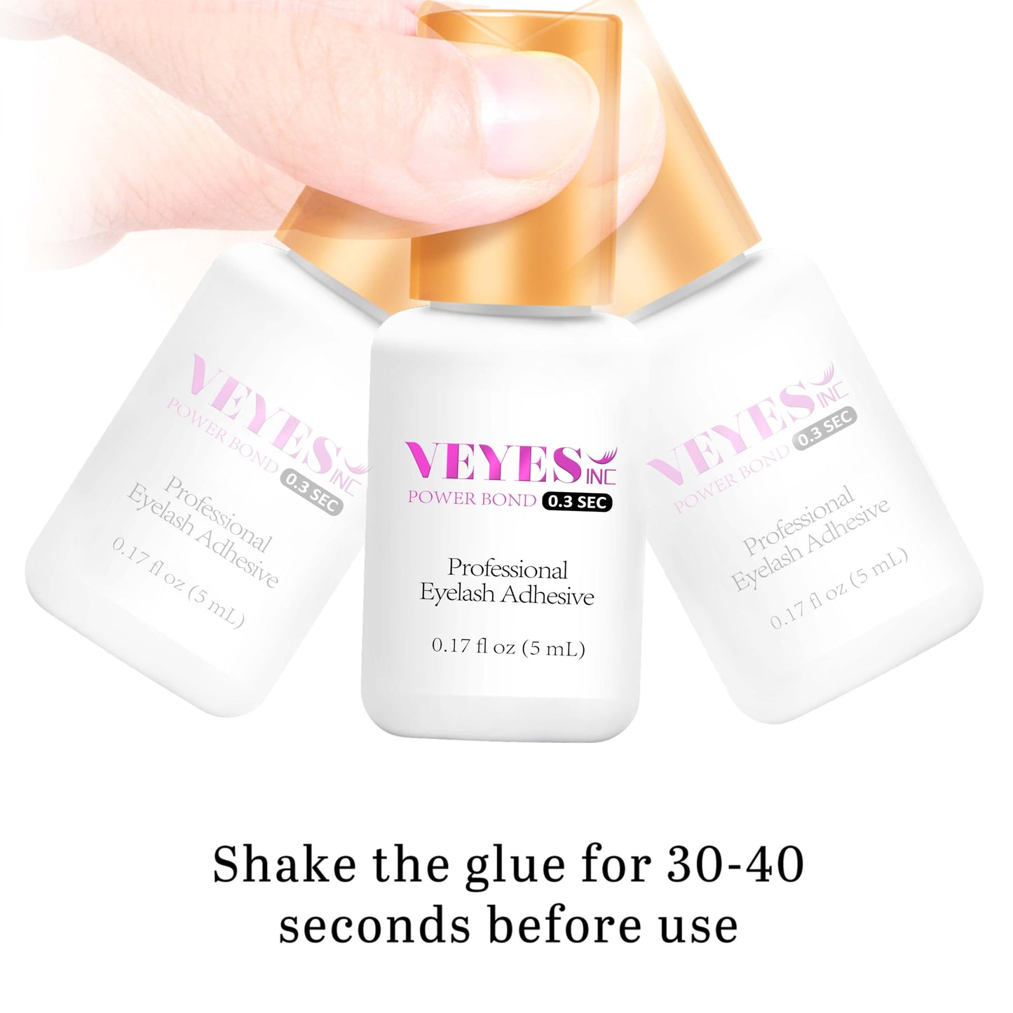 VEYES INC Eyelash Extension Glue 0.3 Sec Drying Up to 8 Weeks Retention Black Lash Adhesive Salon Use for Lash Tech 0.17 fl.oz / 5ml