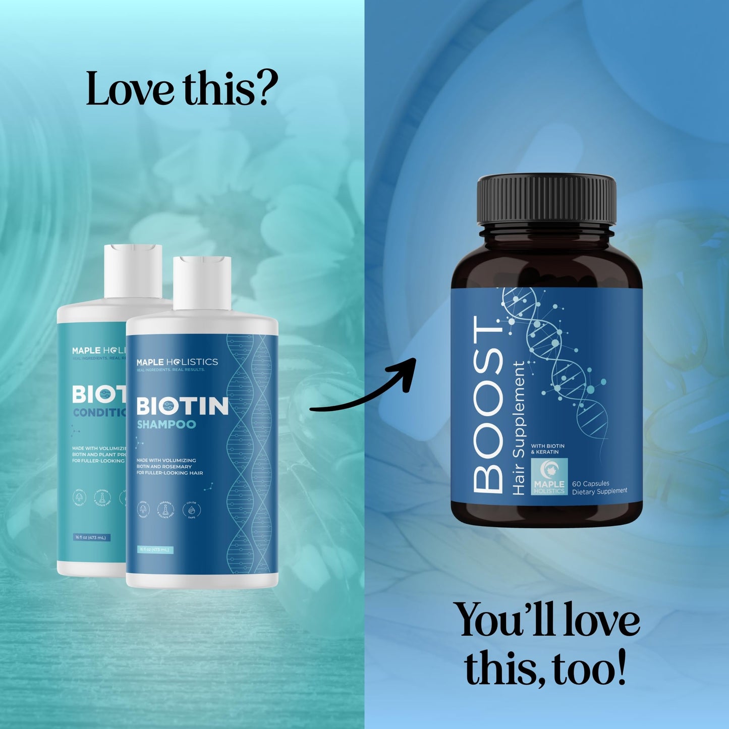 Rosemary Biotin Shampoo and Conditioner Set - Volumizing Shampoo and Conditioner for Thinning Hair for Women & Men with Nourishing B Vitamins - Color Safe Sulfate Paraben & Silicone Free (16 Fl Oz)