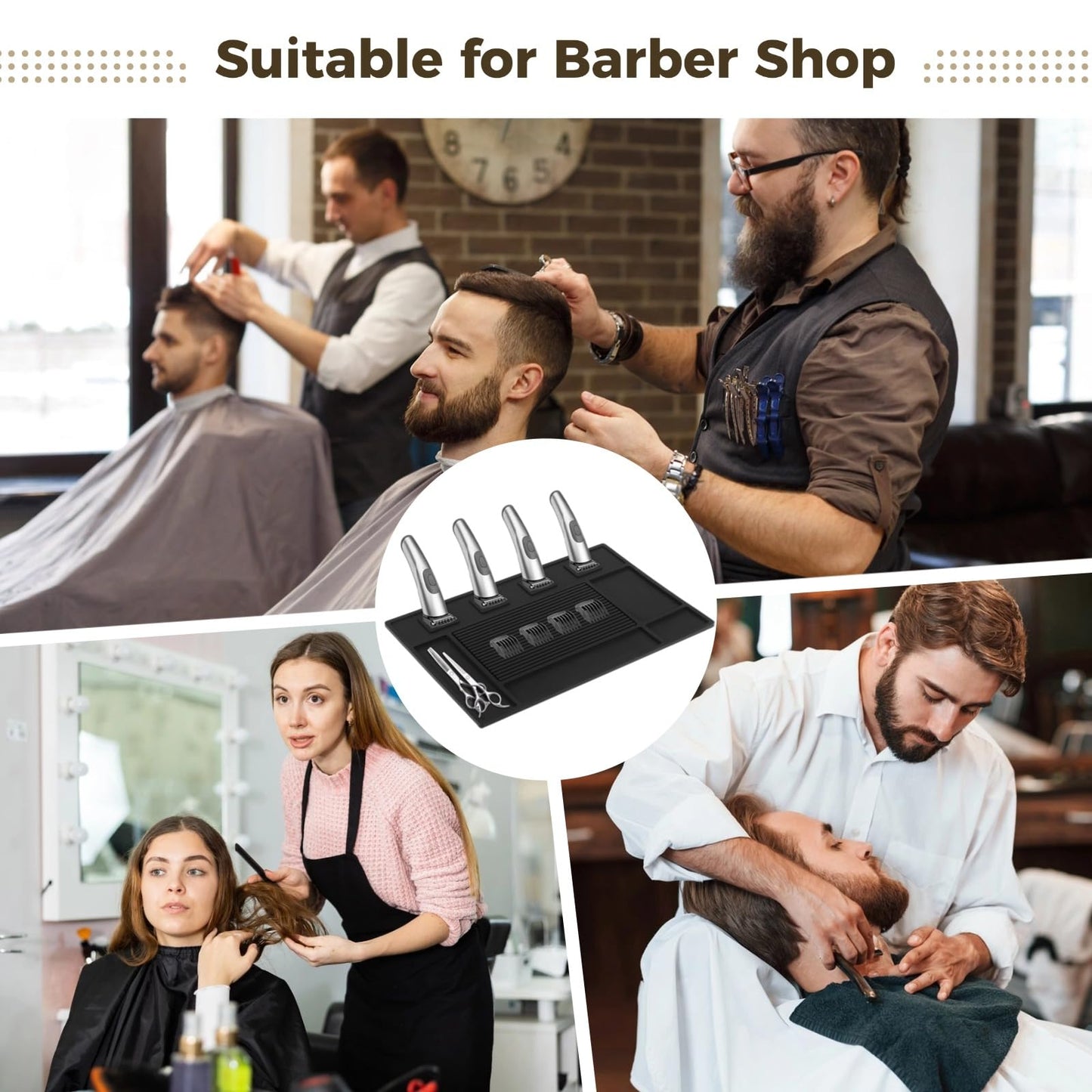 Barber Mat for Clippers, PVC Clipper Mat, Barber Mat for Station, PVC Rectangular Design, Ideal Barber Mat for Organizing Tools, Easy to Clean