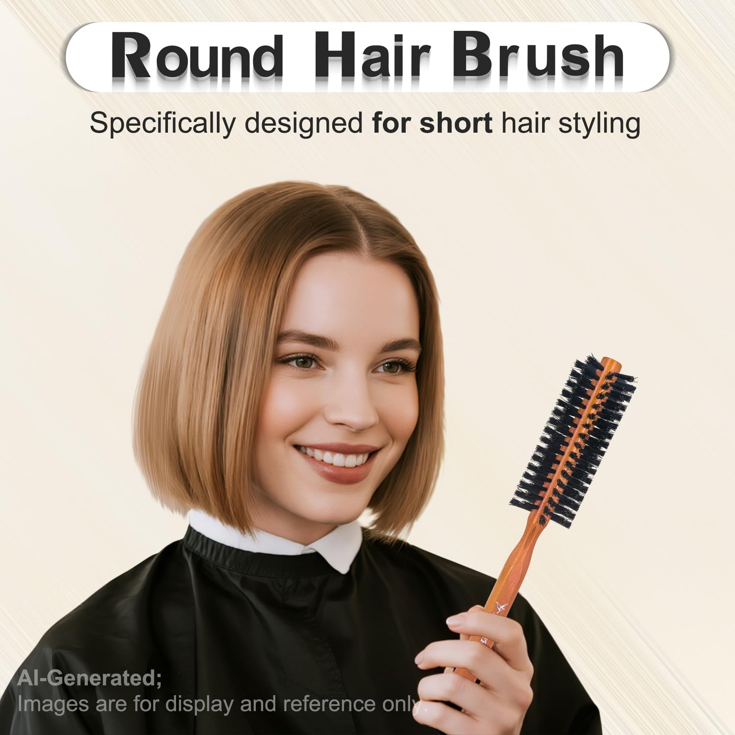 SUNBIRD Boar Bristle Small Round Hair Brush, 1.6 Inch