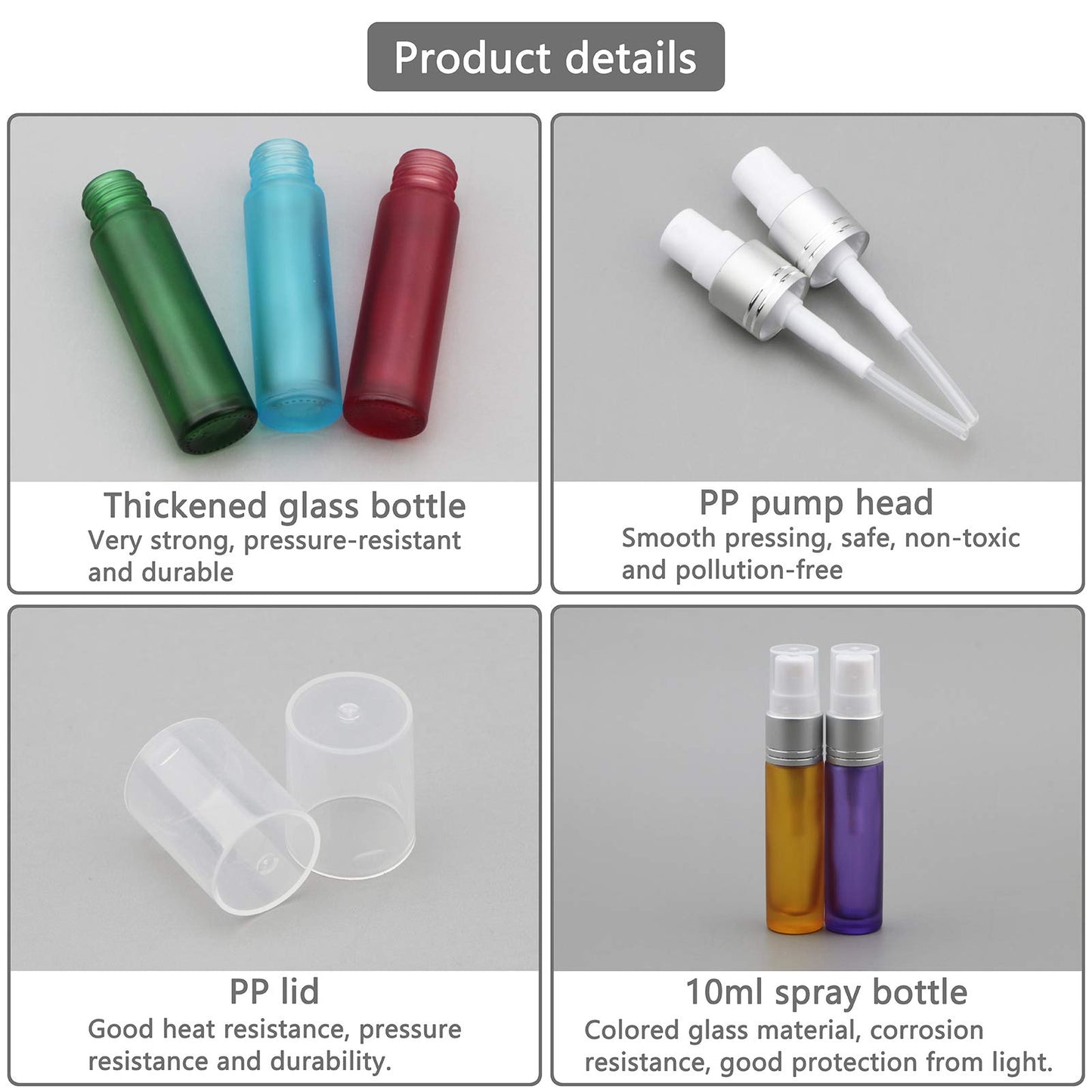 Kesell 10 Pack Perfume Bottles Refillable 10ml Frosted Glass Spray Bottle Empty Mist Sample Vials for Travel with Funnels and Droppers