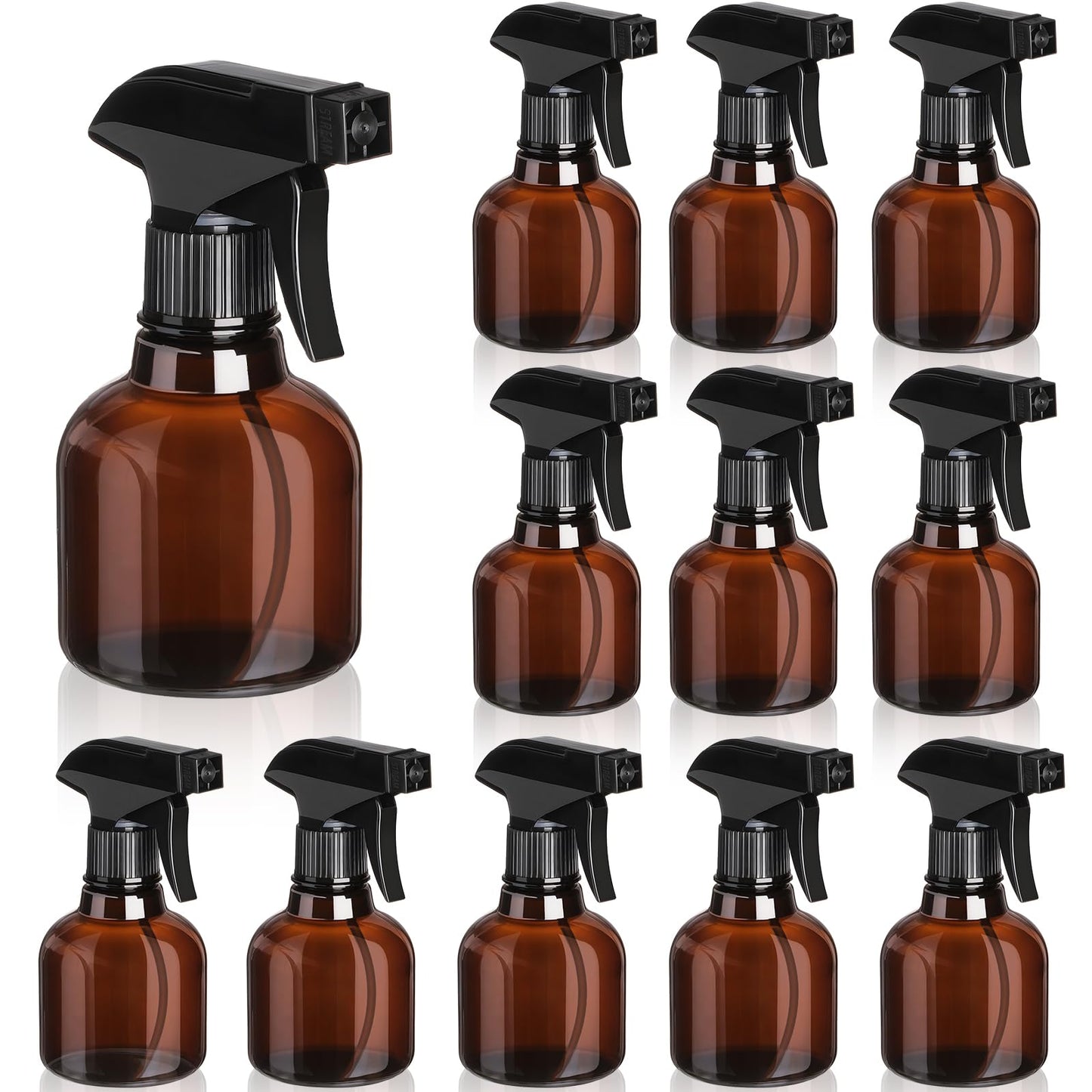 Jinei 24 Pcs 8 oz Empty Plastic Spray Bottle Bulk with Trigger Sprayers Pet Adjustable Head from Fine to Stream Refillable for Hair Plants Cooking Pets, No Leakage(Black)