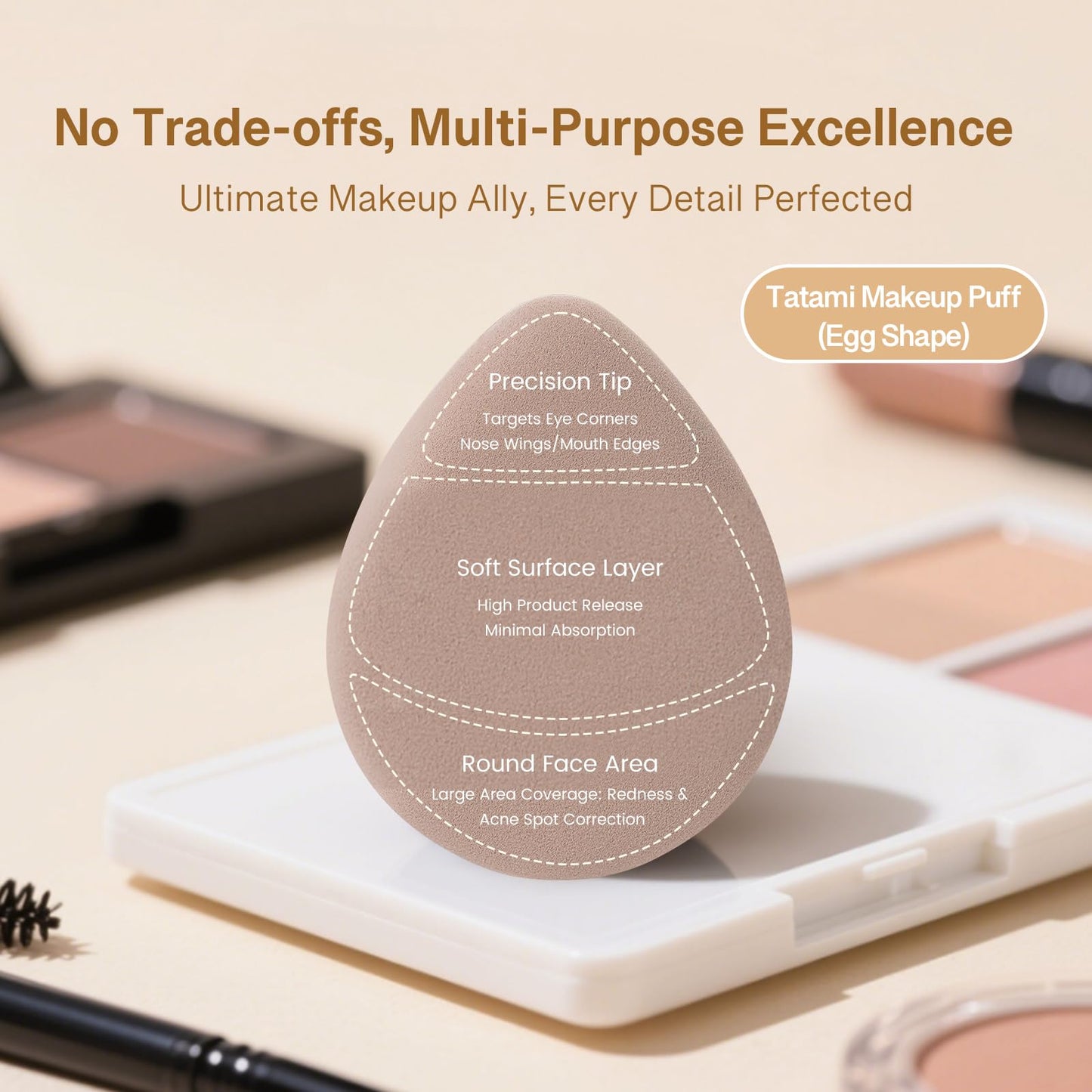 Momo's Workshop Makeup Puff Large 2Pcs for Liquid Cream Foundation & Concealer
