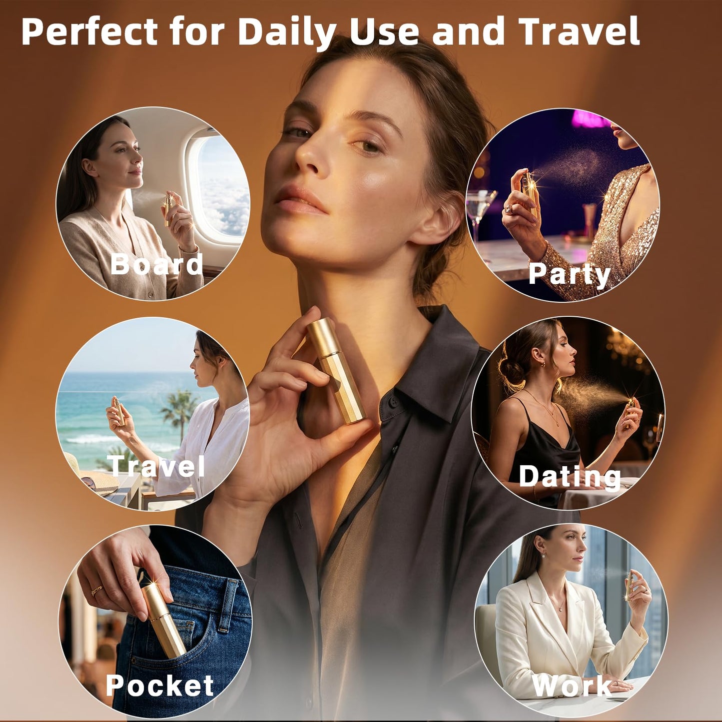 3PCS Perfume Travel Refillable, Perfume Atomizer Travel Perfume Bottle Refillable 5ml, Fast-Filling Leakproof Cologne Travel Bottle, Fragrances Dispenser Perfume Atomizer Spray for Men & Women