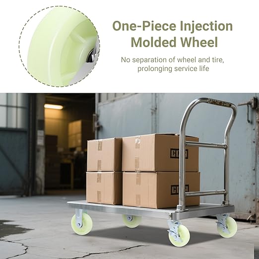 W B D WEIBIDA Heavy Duty Caster Wheels 6 Inch - 4500 LBS, PP Plate Castor Set of 4 with Double Ball Bearings, Non-Marking Industrial Swivel Casters for Hand Trucks, Carts, Industrial (2 Brake 2 Rigid)