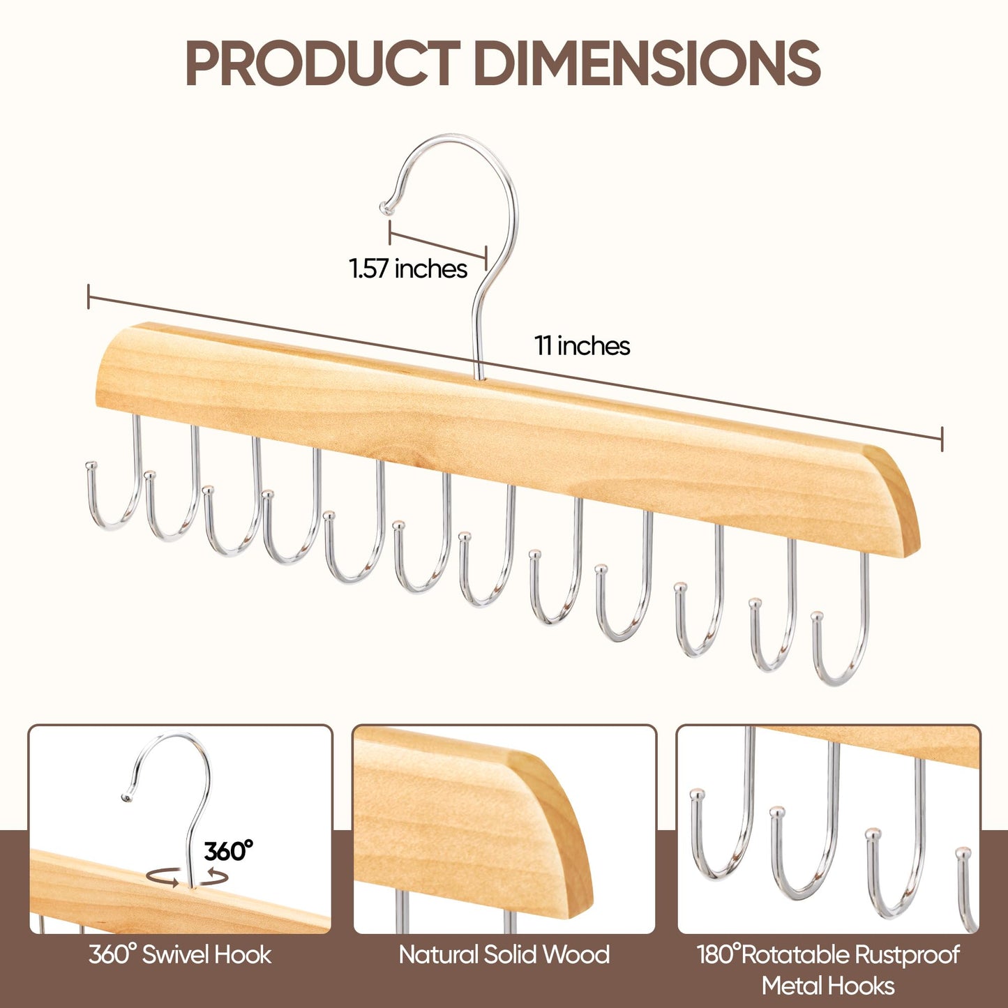 【2 Pack】 Wood Hair Extension Holder for Hair Storing, Washing, Drying, Coloring, Styling, Foldable Hair Extension Hanger, Braiding Hair Rack, Rotating Multi-Purpose Hooks Hanger