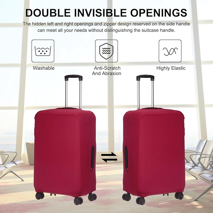 uxcell Travel Luggage Cover, Washable Suitcase Covers for Luggage Anti-scratch Suitcase Protector Elastic Baggage Protective, Fits 22-25 Inch Suit Case, Wine Red