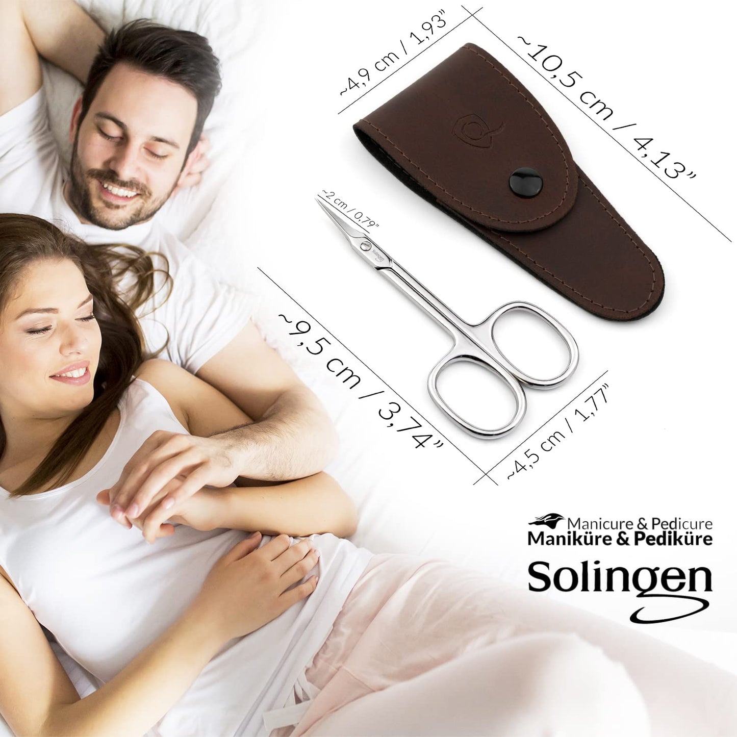 marQus Solingen Scissors - Cuticle Scissors Germany - Curved Blade, Nail Scissors Germany - Pedicure Beauty Grooming Kit for Nail, Eyebrow, Eyelash, Dry Skin - Nail sicssors, Brown Tower Point