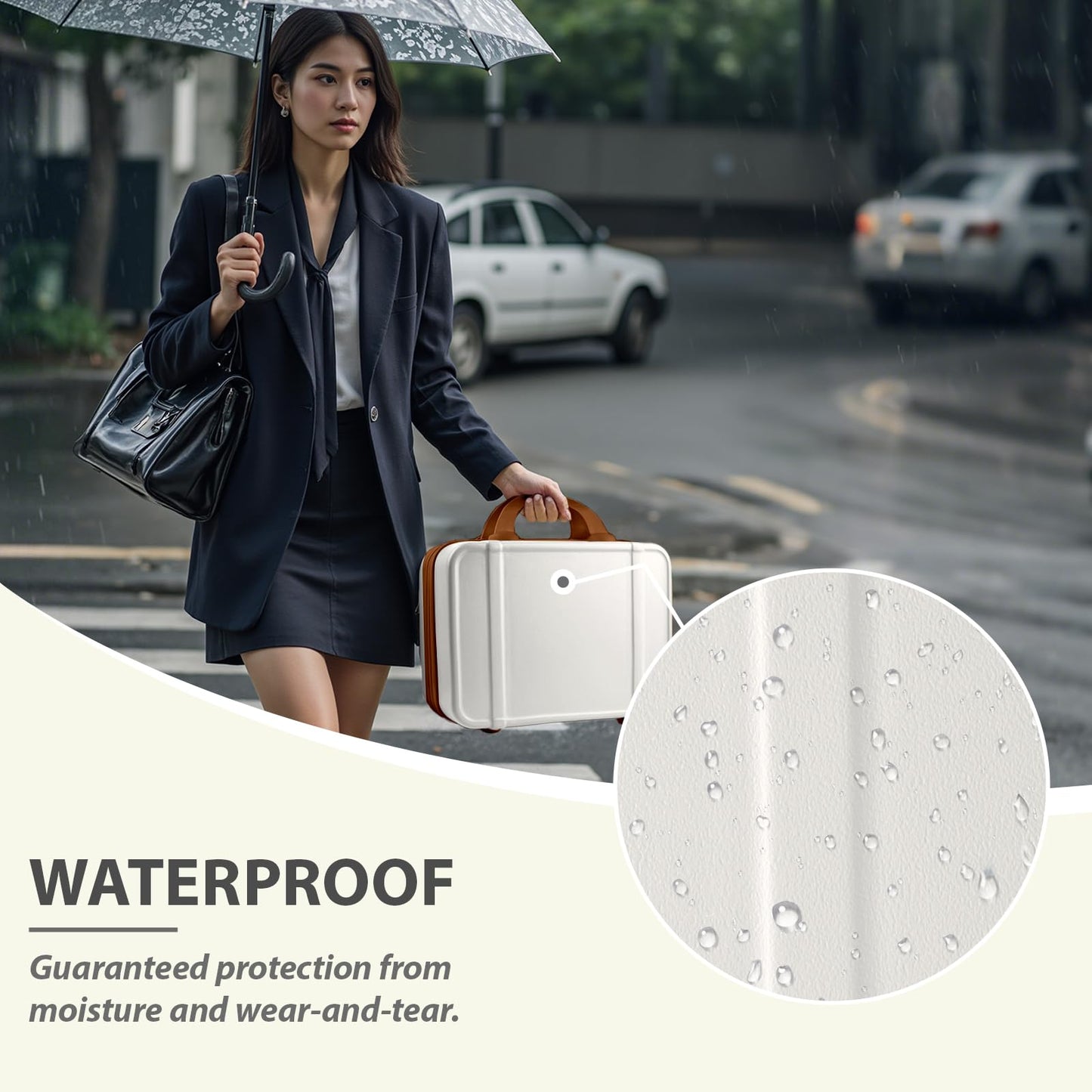 JZRSuitcase 14 Inch Makeup Train Case ABS Toiletry Bag for Women Portable Travel Hard Shell Carry-On Mini Cosmetic Organizer with Elastic Bands