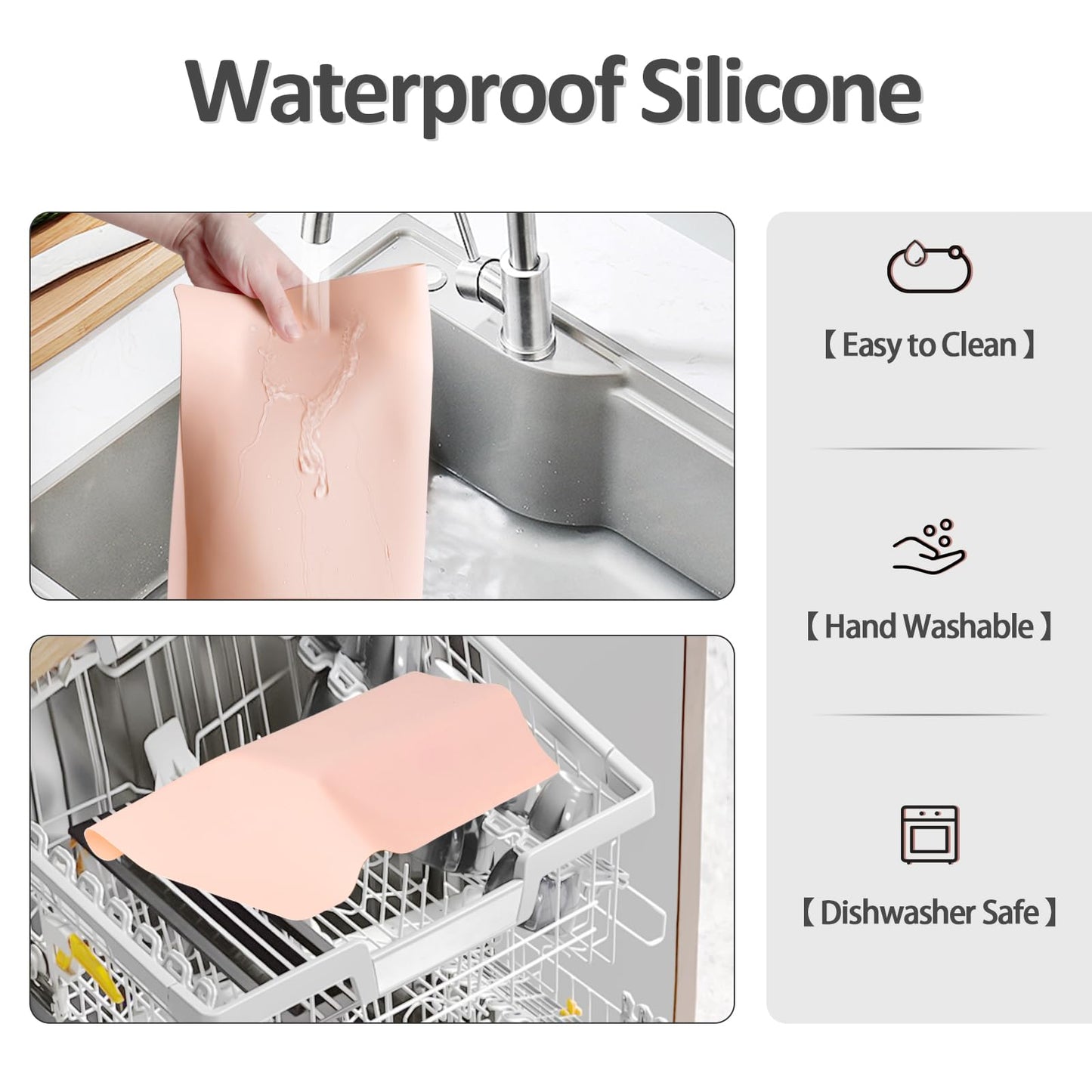 Silicone Makeup Mat for Vanity, 21.7" x 11.8" Heat Resistant Vanity Mat, Easy to Clean & Waterproof, Portable Makeup Accessories for Use While Traveling (Pink)