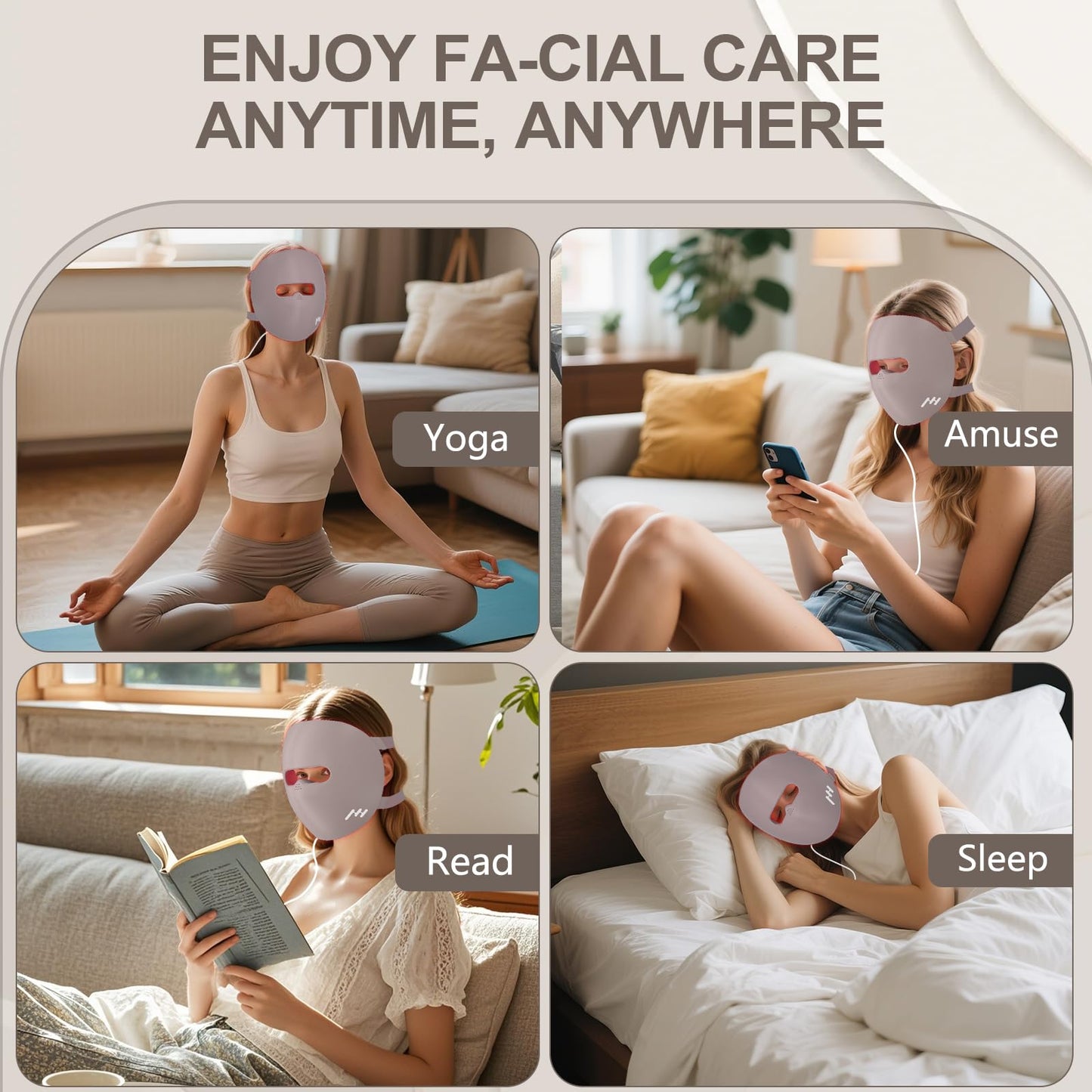 Hottoerak Red Light Therapy for Face, 660nm Red Light & 850nm Near-Infrared LED Face Mask Light Therapy with 240 Chips for Travelling and Home Use (Purple)