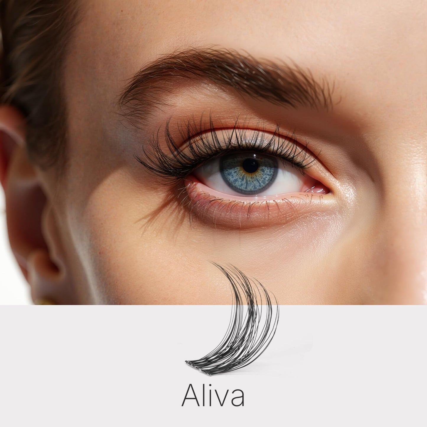 VEYESBEAUTY Aliva Cluster Lashes Kit Individual Lash Extensions Newbie's Five-Second DIY Dramatic Volume Eyelash Spider Wispy Faux Mink Lash Mixed Length Tray with Bond & Seal, Applicator at Home