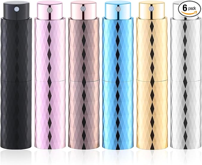 Travel Perfume Bottle Refillable - Cologne Spray Atomizer Mini - Small Travel Size Empty Sprayer for Refill Sample Container - Portable Fragrance Decant Dispenser for Women Men 8ml 6PCS Sleek