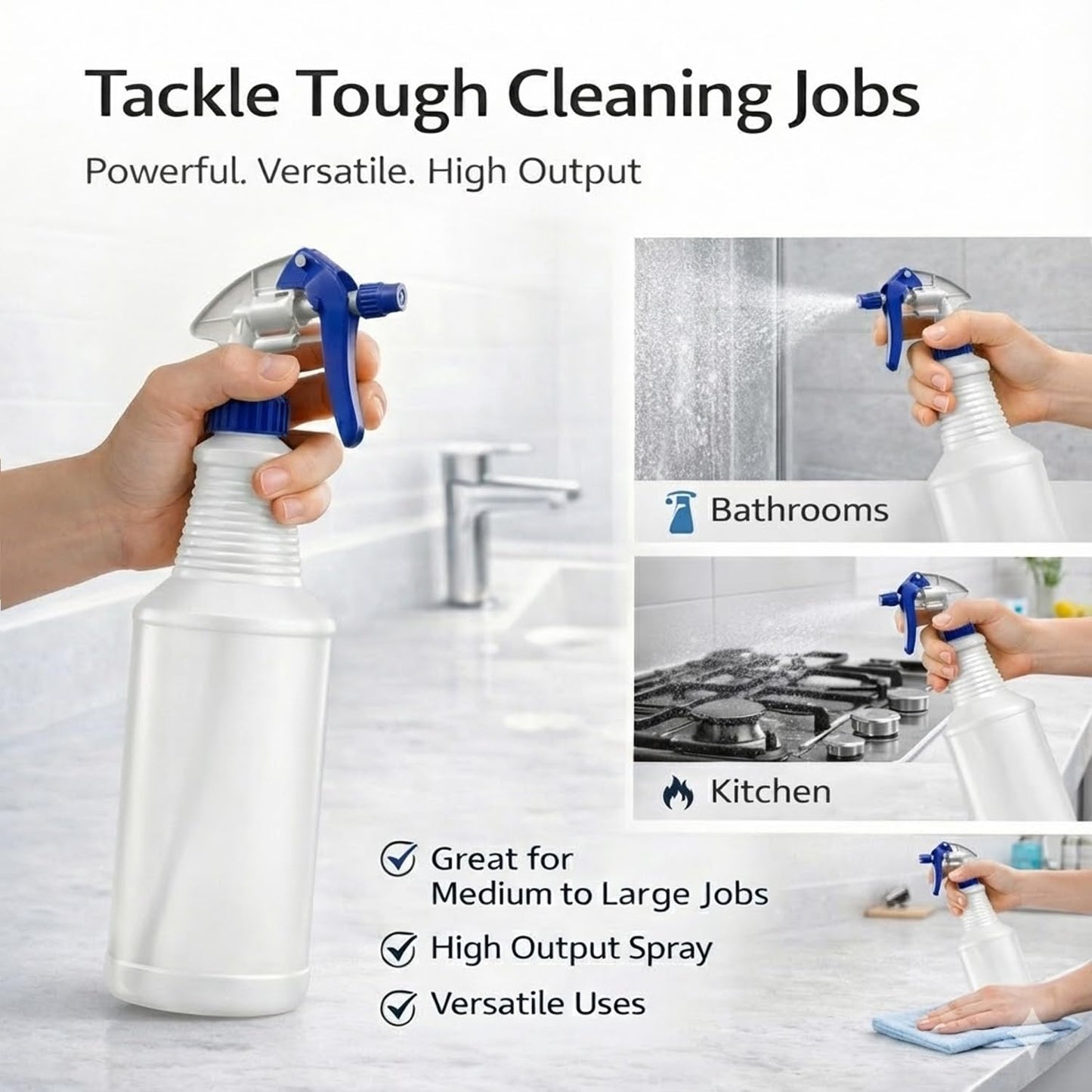 Bar5F Professional Sprayer 24-Ounce - 20 Foot Spray, Bleach Resistant, Adjustable Nozzle, All-Purpose, 3-Pack