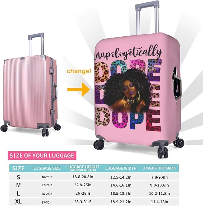 Travel Suitcase Protector African American Girl Elastic Protective Washable Luggage Cover With Concealed Zipper Suitable For 18-32 Inch(XL (for 29-32 inch luggage))