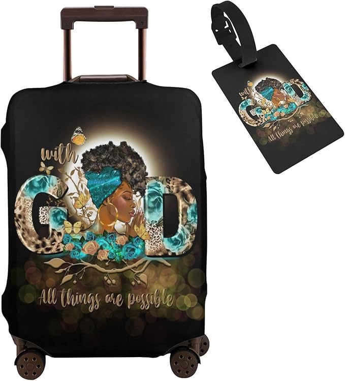 Travel Suitcase Protector African American Girl Elastic Protective Washable Luggage Cover With Concealed Zipper Suitable For 18-32 Inch(XL (for 29-32 inch luggage))