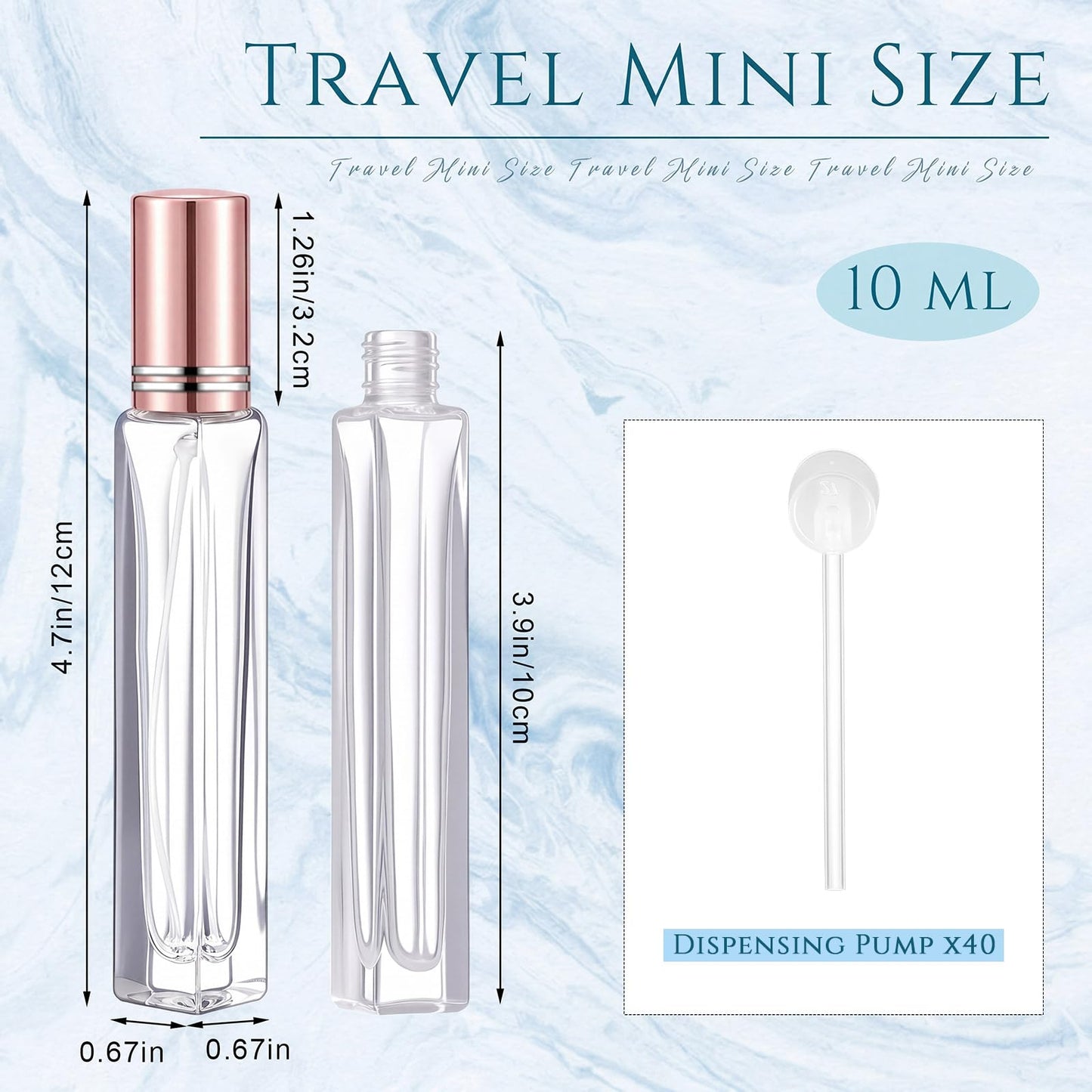 Domensi 40 Pcs 10/15/20/30 ml Perfume Travel Refillable Glass Bottles Spray Bottle Perfume Atomizer for Cologne Dispenser Leak-proof Fragrance Bottles Atomizer Pump Kit (10 ml,Rose Gold)