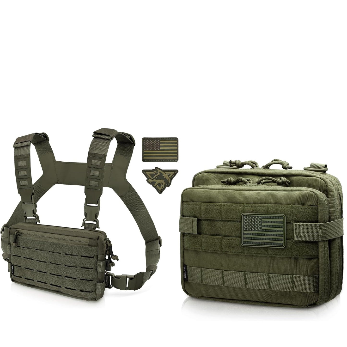 WYNEX Tactical Rig Pack for Men, Running Bag with Front Loop Airsoft Recon Chest Rig for Hunting Outdoor EDC, Large Admin Pouch of Double Layer Design, MOLLE EDC EMT Pouch