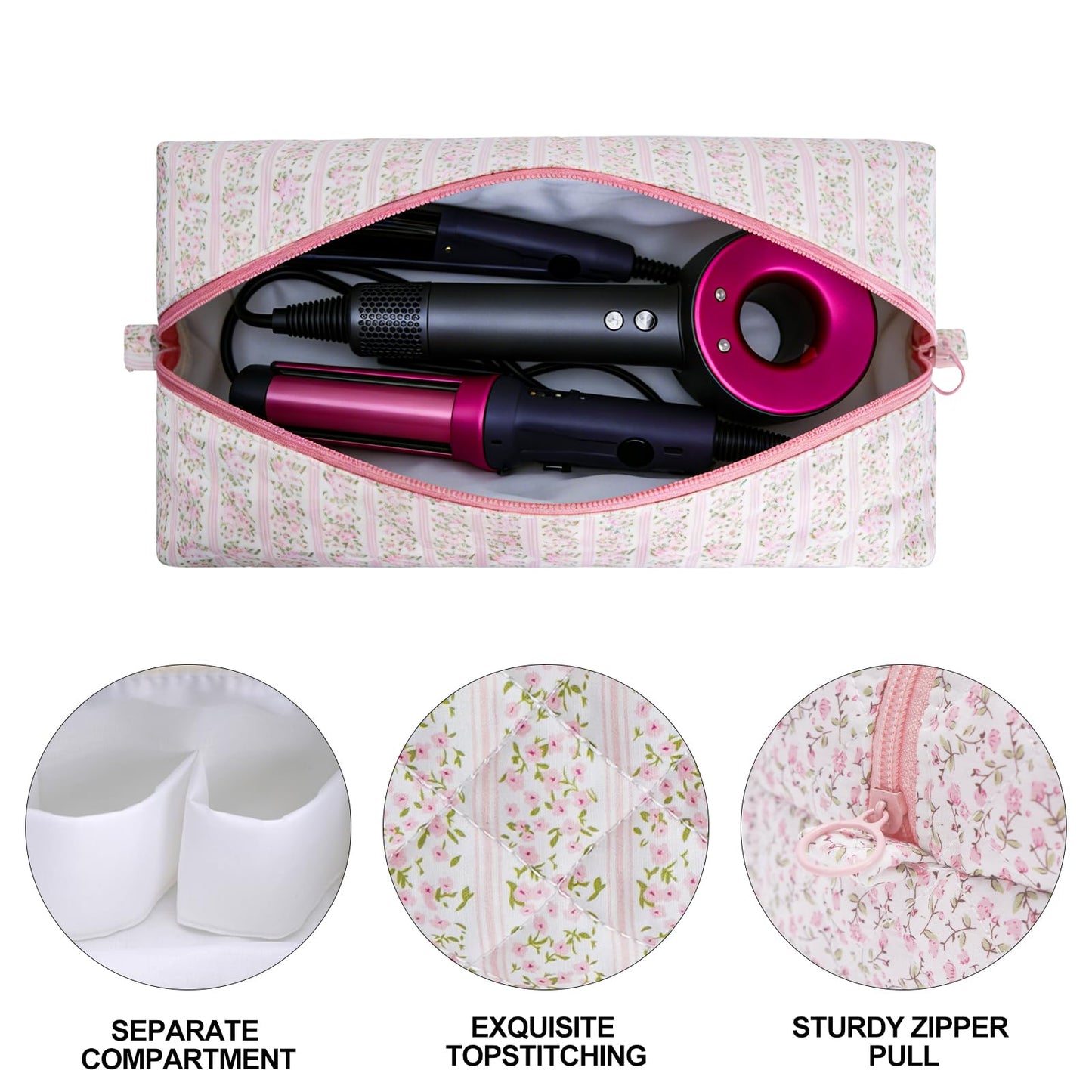 idoltimes Hair Tools Travel Bag, Quilted Hair Tools Organizer Compatible with Dyson Airwrap Styler
