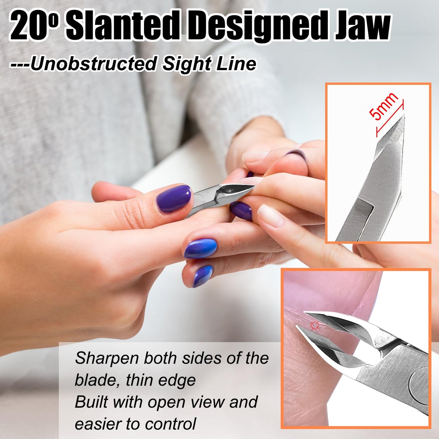 LePinko 4 Packs Upgraded Cuticle Trimmer kit, Sharp Dead Skin Clipper, Labor-saving Cuticula Remover for Fingernail Toenail, Manicure Pedicure Tool for Women Men, 5mm Jaw