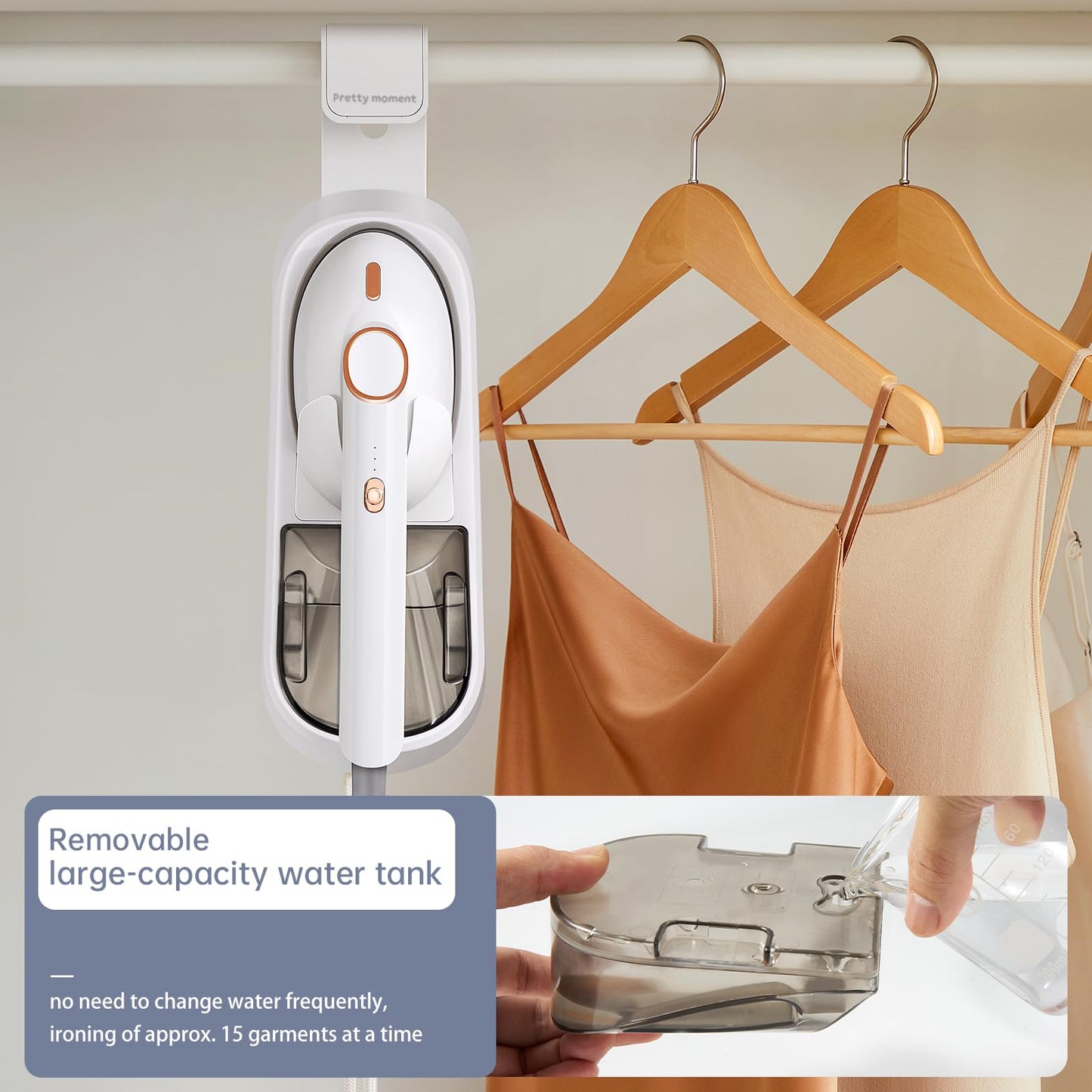 Steamer for Clothes, 1500W Large Soleplate Clothes Steamer Iron, Detachable 400ml Water Tank Garment Steamer Professional Steam Iron, 20s Rapid Heat Up Fabric Wrinkles Remover and Auto-Off