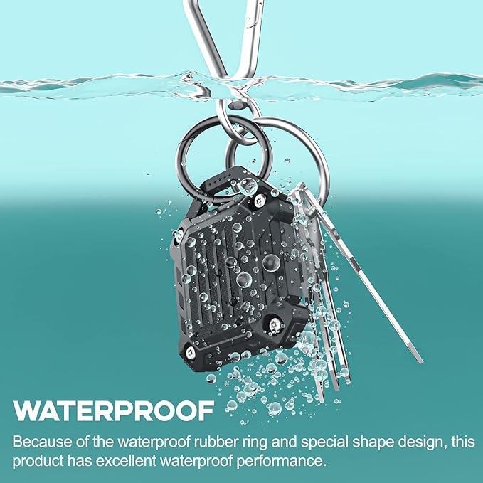 DOVICK- Waterproof Airtag Keychain Holder Case,Screw Full Cover Compatible with Apple Air Tag Tracker Key Ring (Mix 4 Pack)