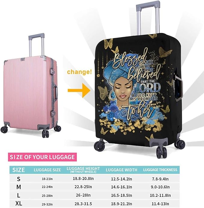 Travel Suitcase Protector African American Girl Elastic Protective Washable Luggage Cover With Concealed Zipper Suitable For 18-32 Inch(XL (for 29-32 inch luggage))