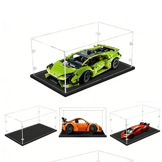 3MM Thick Clear Acrylic Display Case-Assemble Countertop Box, Thicken Base, DustProof, for Collectibles, Lego 40554 60181 75571(Black, 25x15x18cm/10x6x7in)